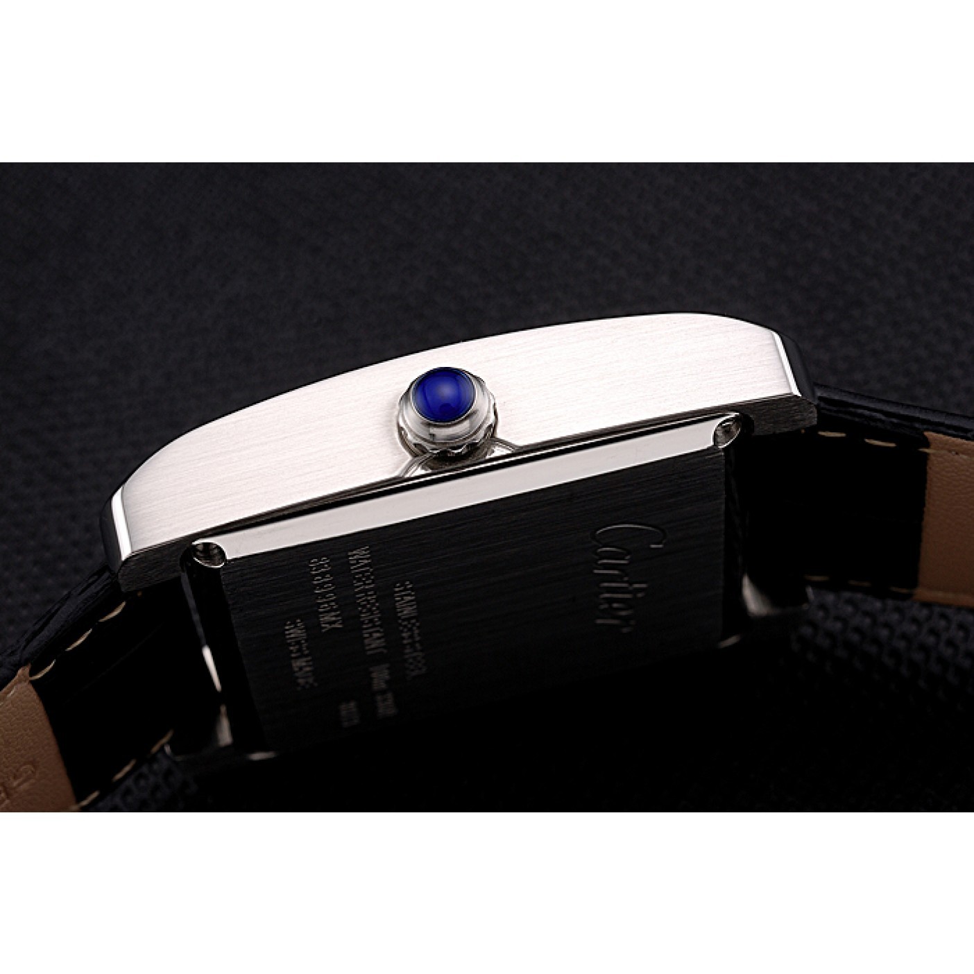 MiroTime Cartier Tank White Dial Stainless Steel Case Black Leather Strap 622761