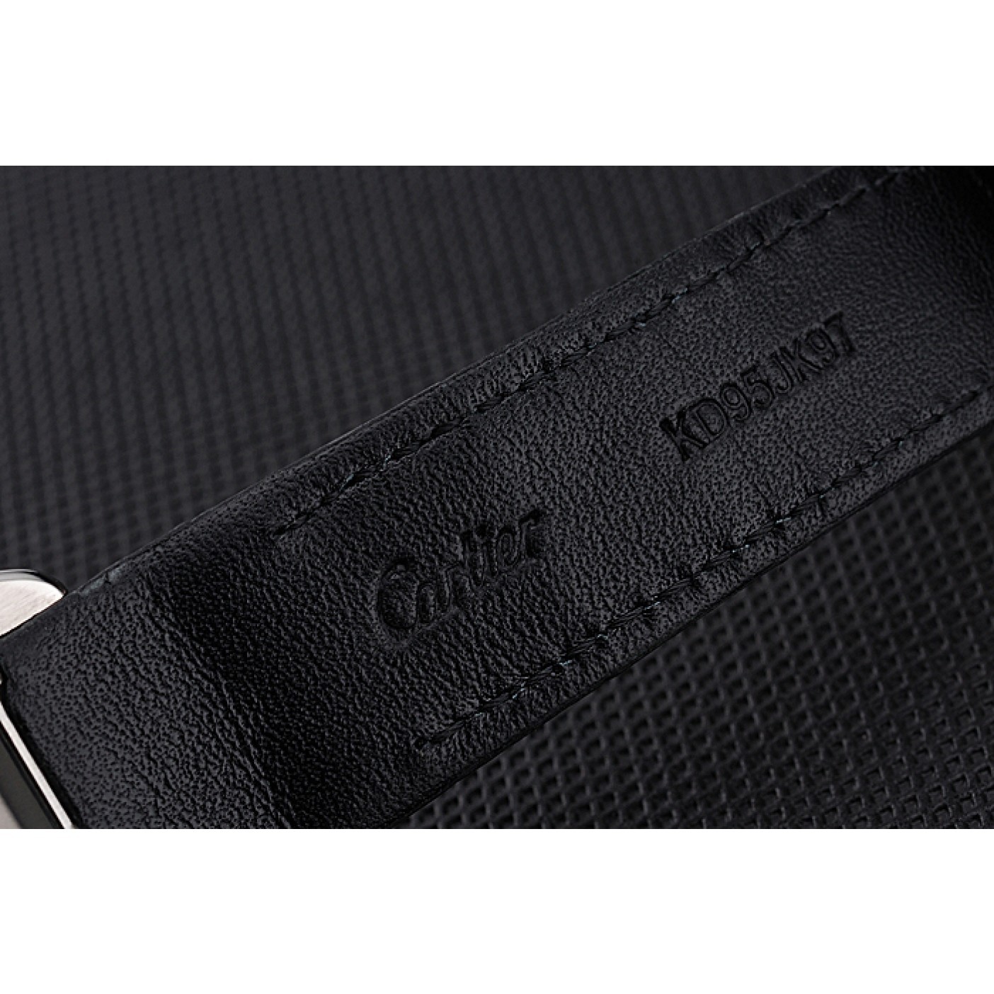 MiroTime Swiss Cartier Santos Dumont Diamond Case White Dial Roman Numerals Black Leather Bracelet 622652