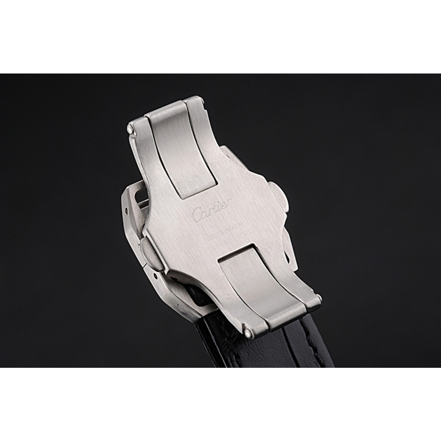 MiroTime Swiss Cartier Santos Dumont Diamond Case White Dial Roman Numerals Black Leather Bracelet 622652