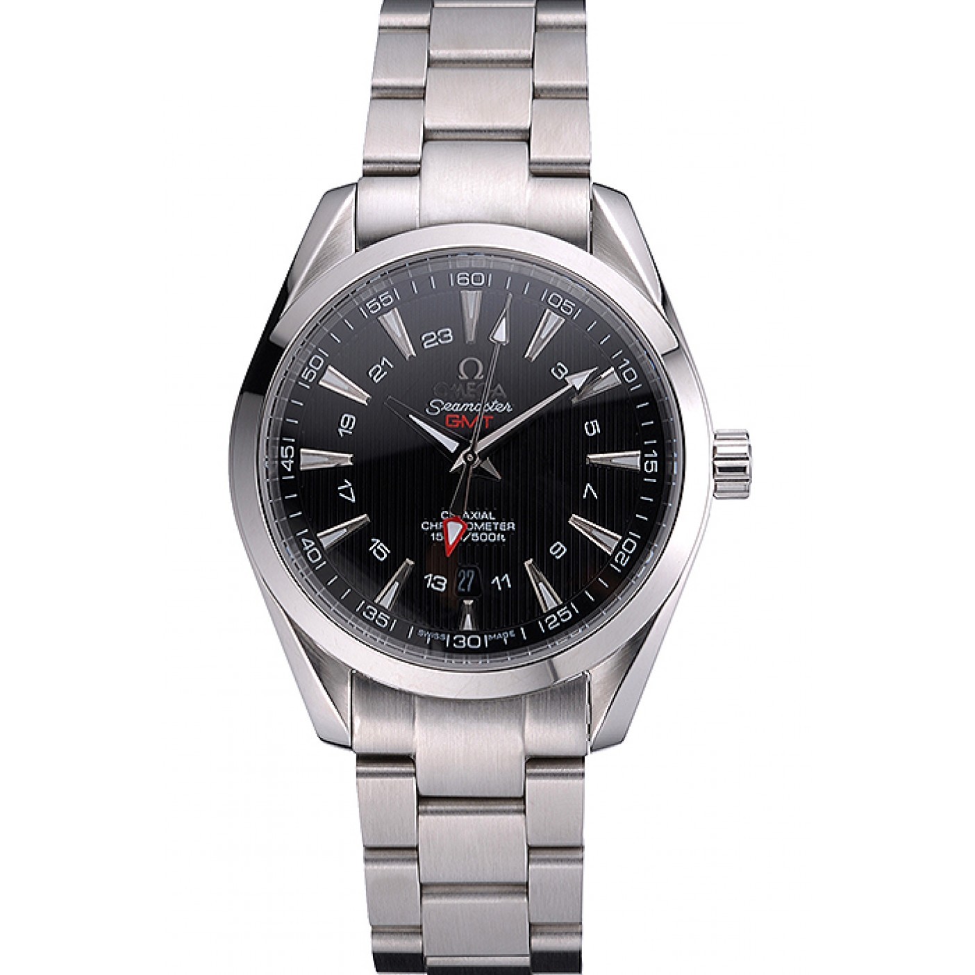 MiroTime Omega Seamaster Planet Ocean GMT Black Dial Stainless Steel Band 622398