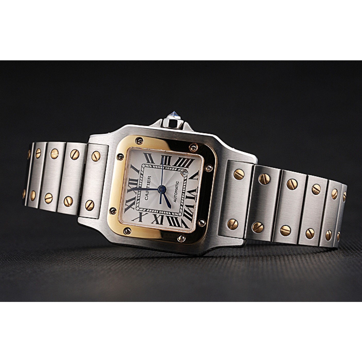 MiroTime Swiss Cartier Santos De Cartier Galbeee Yellow Gold and Steel Case Steel Bracelet Small 622644