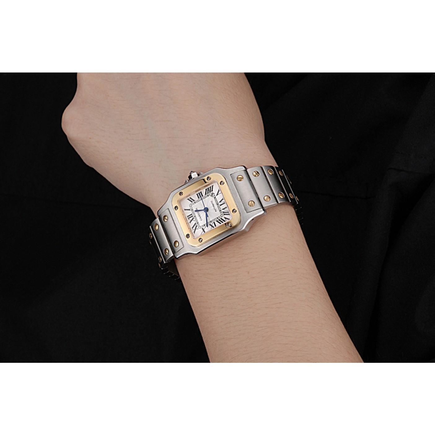 MiroTime Swiss Cartier Santos De Cartier Galbeee Yellow Gold and Steel Case Steel Bracelet Small 622644