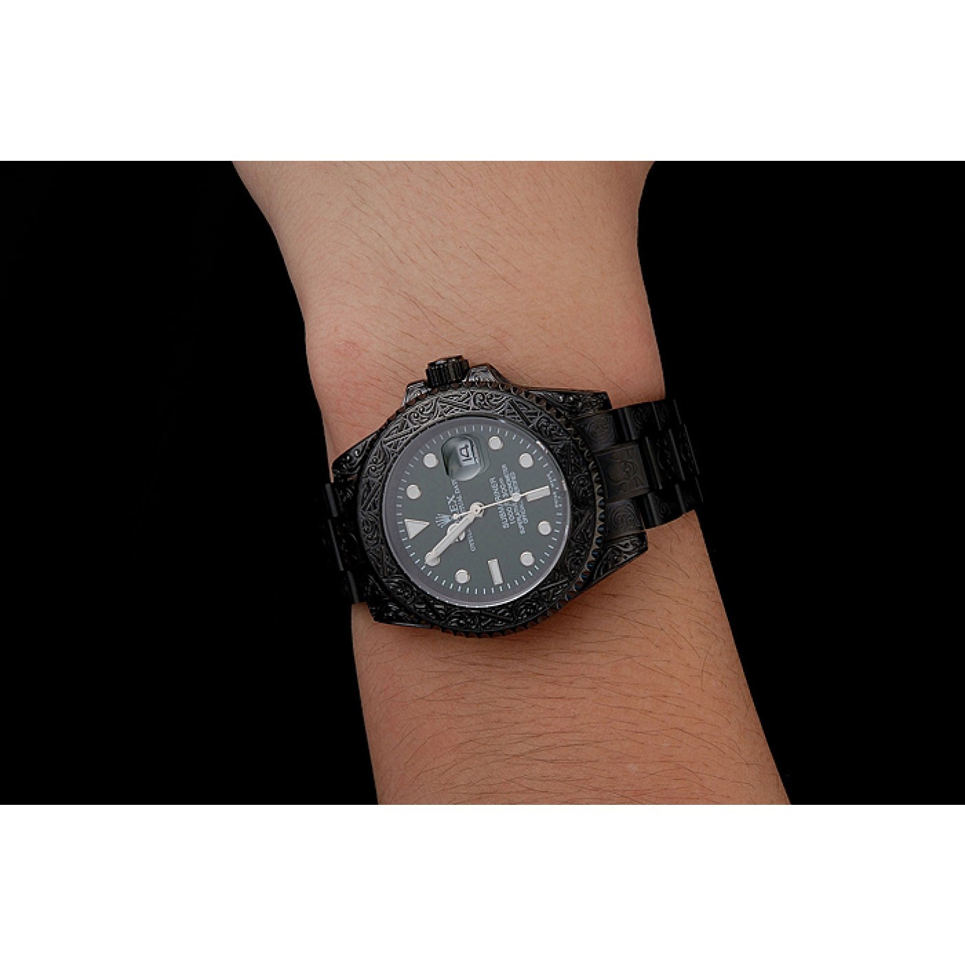 MiroTime Rolex Submariner Skull Limited Edition Green Dial All Black Case And Bracelet 1454076