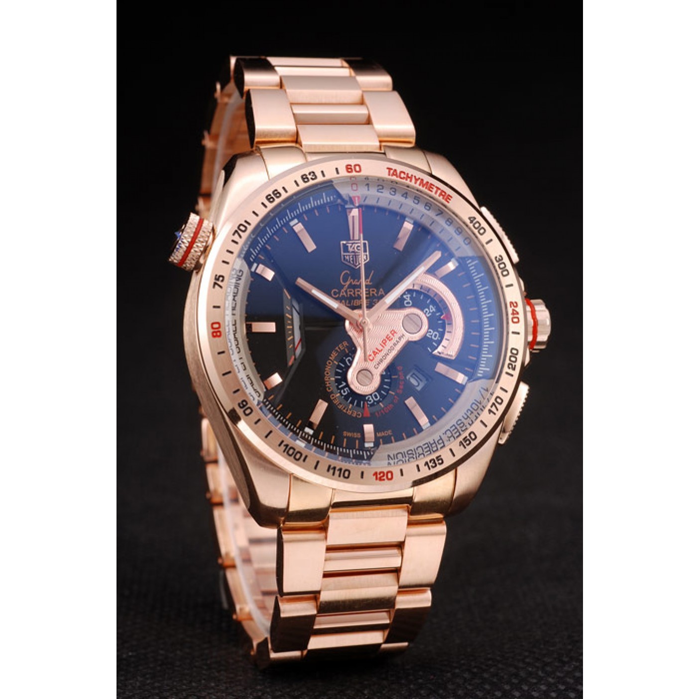 MiroTime Tag Heuer Carrera Rose Gold Case Black Dial