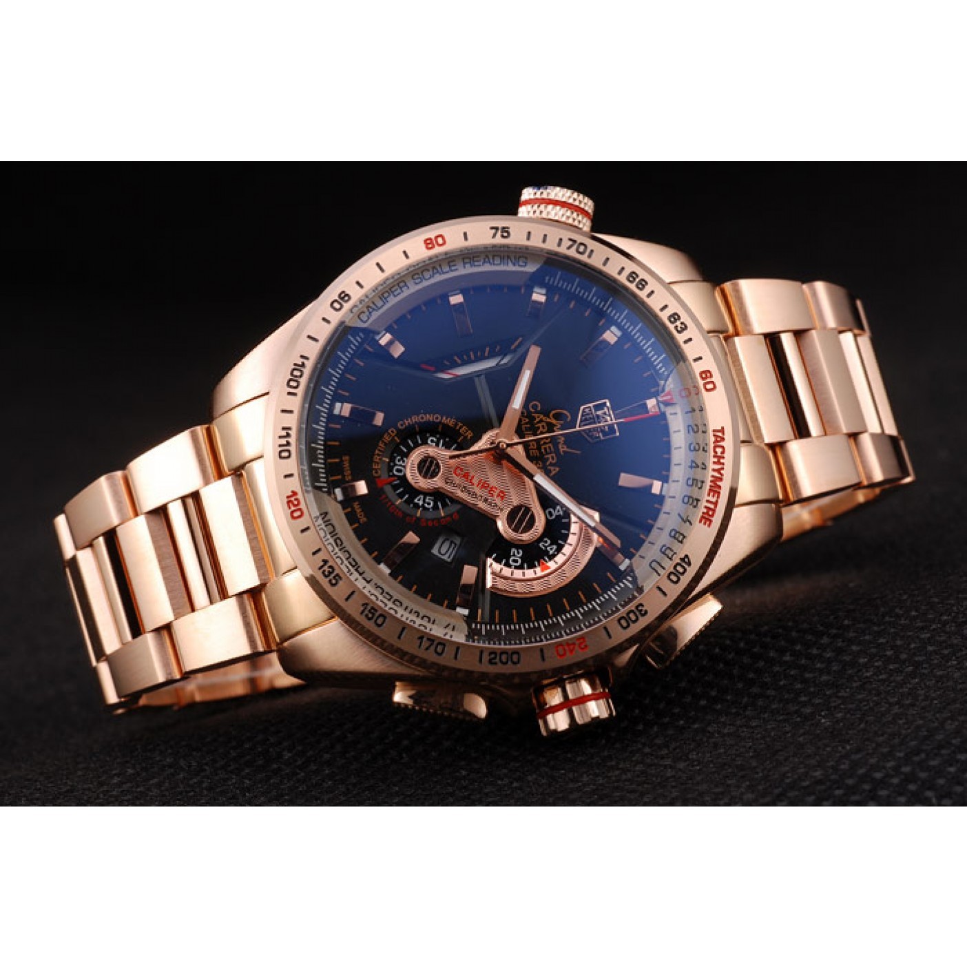 MiroTime Tag Heuer Carrera Rose Gold Case Black Dial