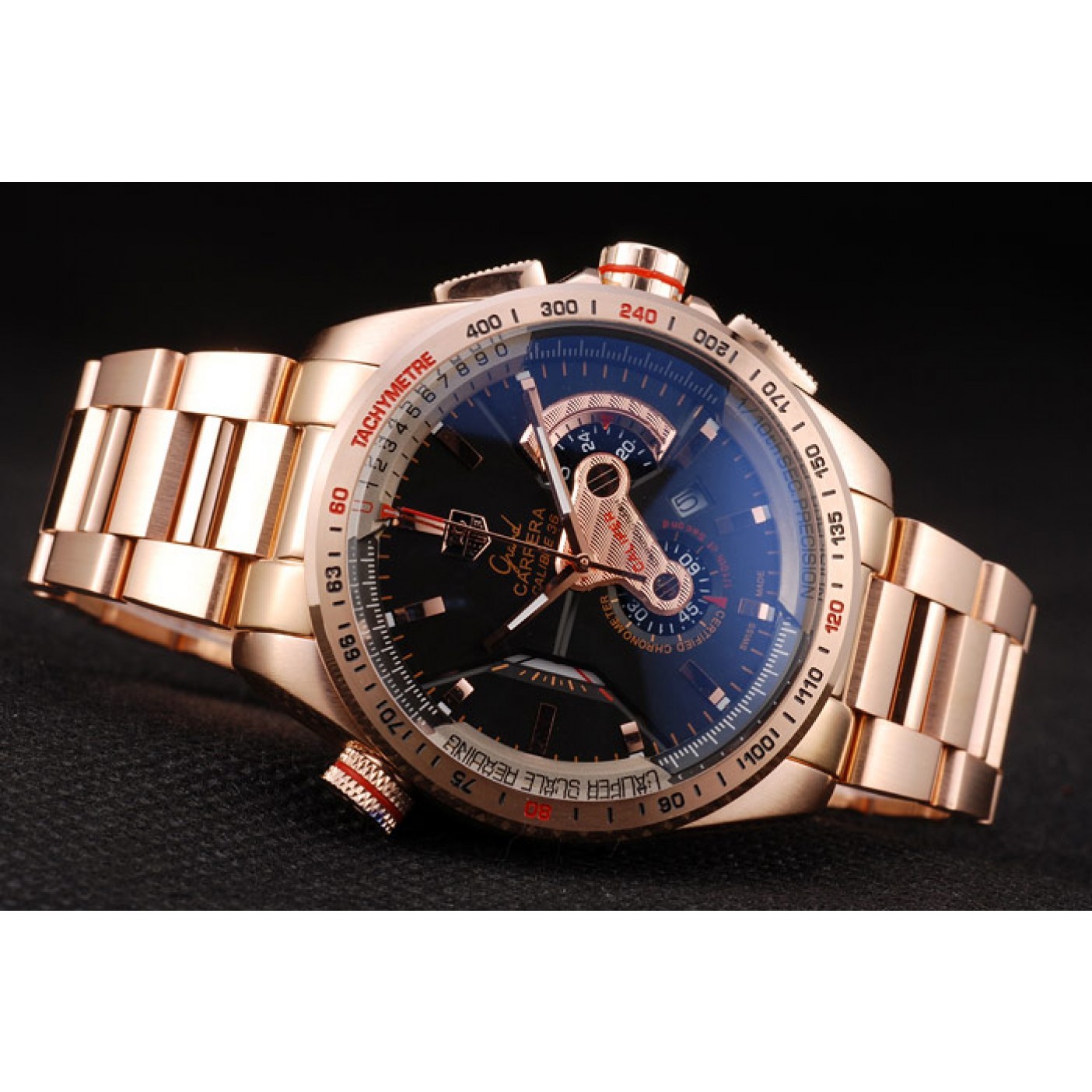 MiroTime Tag Heuer Carrera Rose Gold Case Black Dial