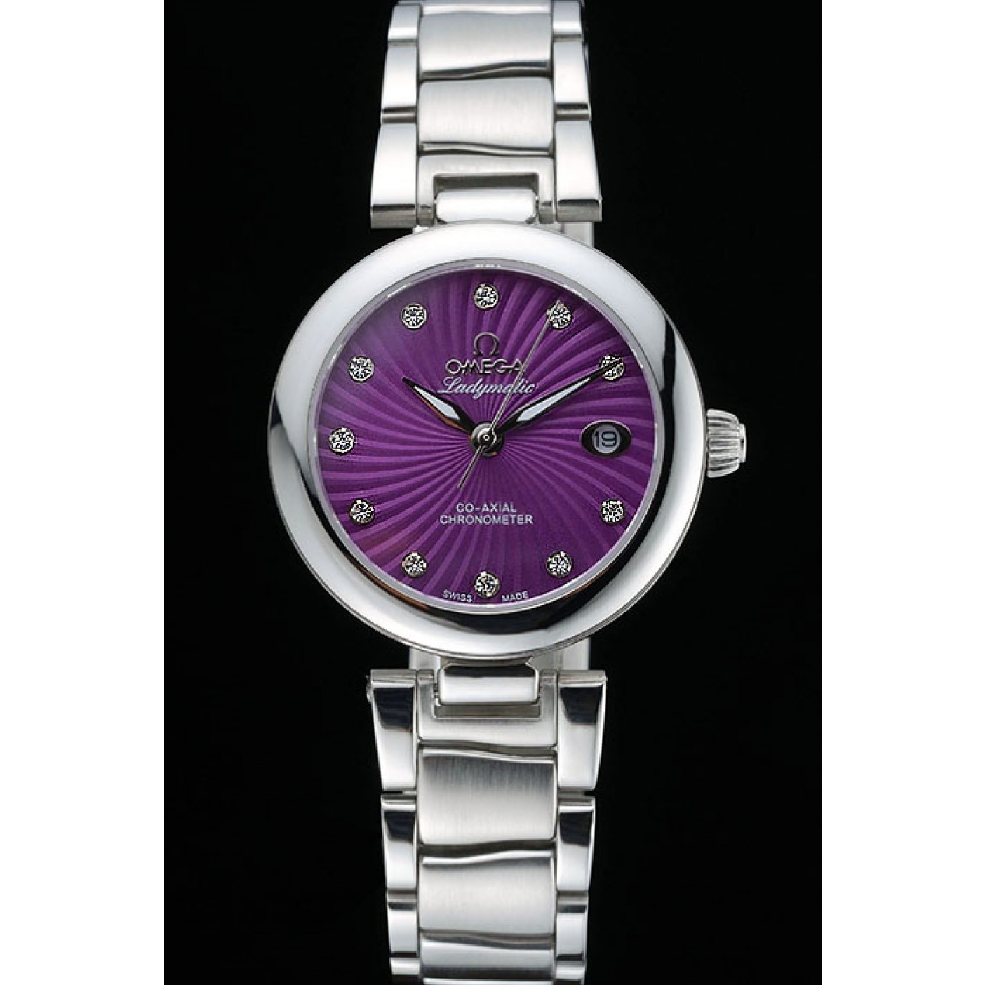 MiroTime Omega Ladymatic Purple Dial Stainless Steel Bracelet 622459