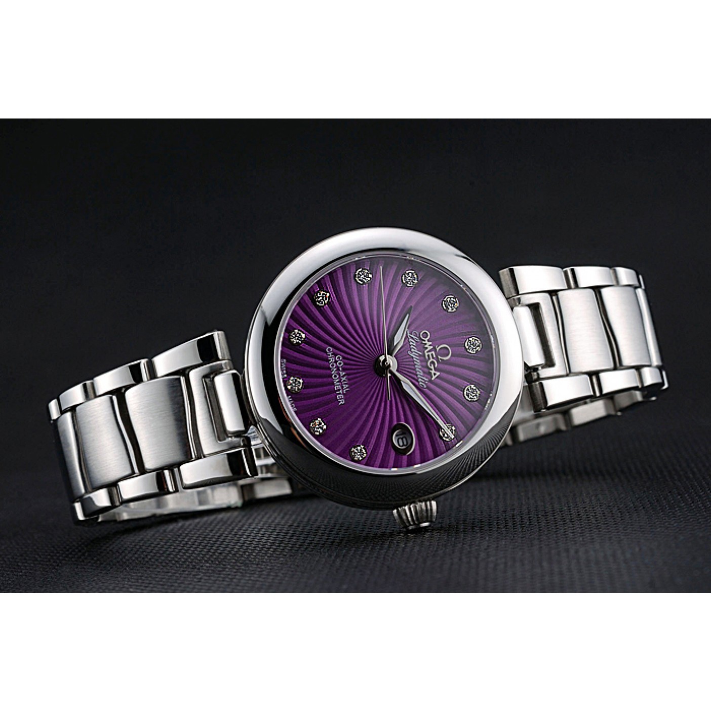MiroTime Omega Ladymatic Purple Dial Stainless Steel Bracelet 622459