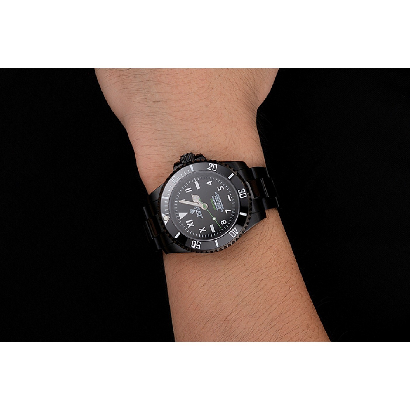 MiroTime Rolex Bamford Submariner Black Dial Roman Numerals Black Ionized Case And Bracelet