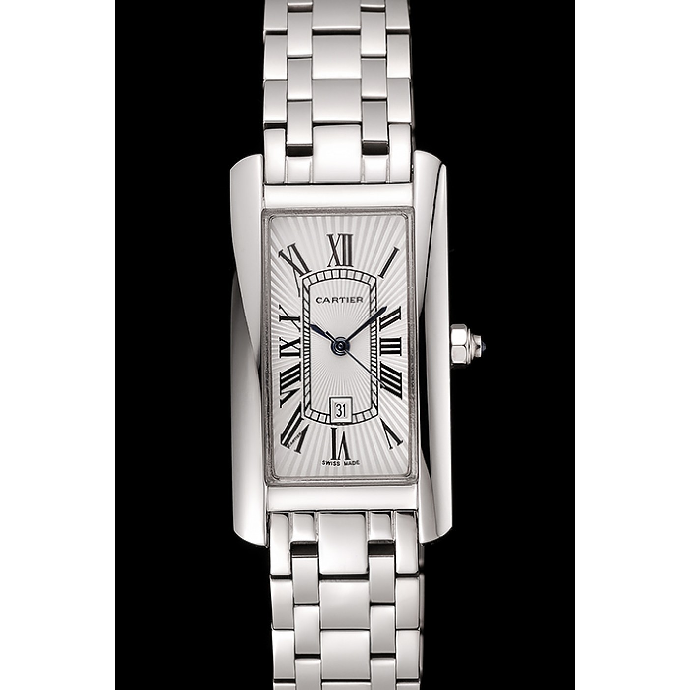 MiroTime Cartier Tank Americaine 21mm White Dial Stainless Steel Case And Bracelet