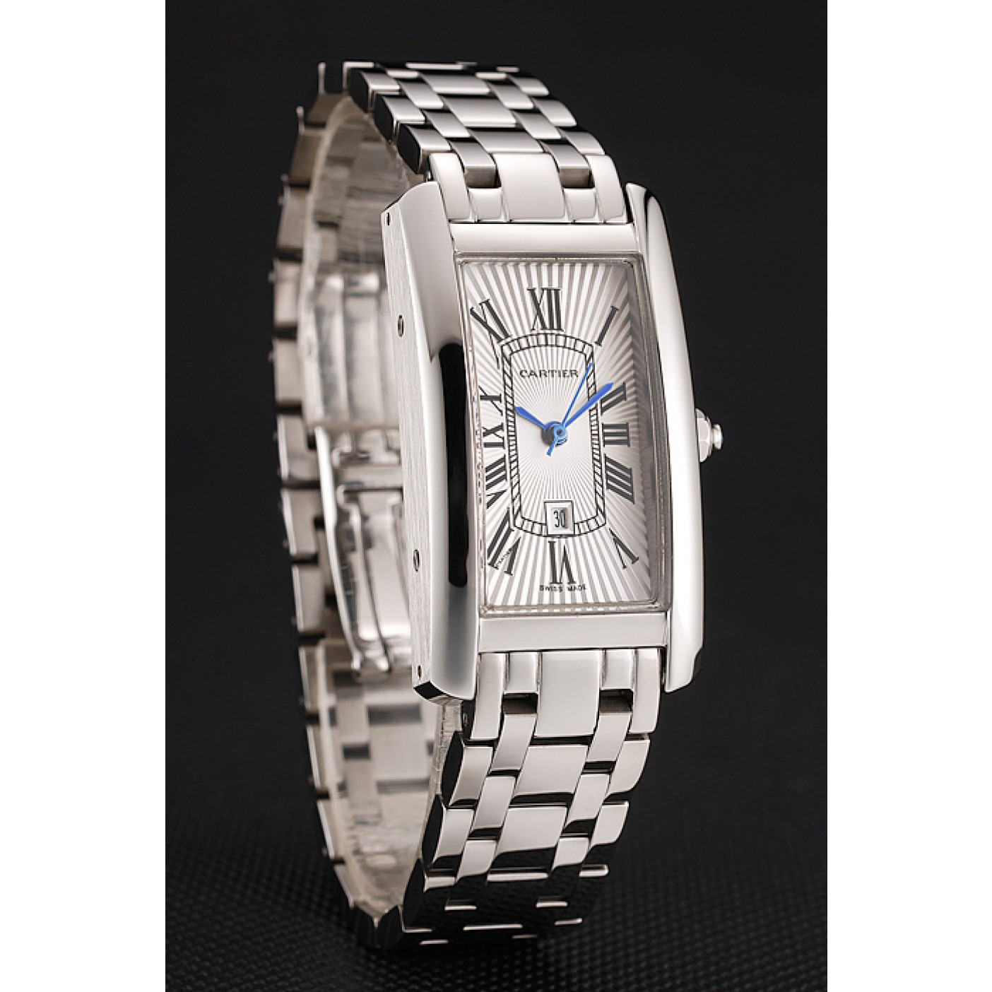 MiroTime Cartier Tank Americaine 21mm White Dial Stainless Steel Case And Bracelet