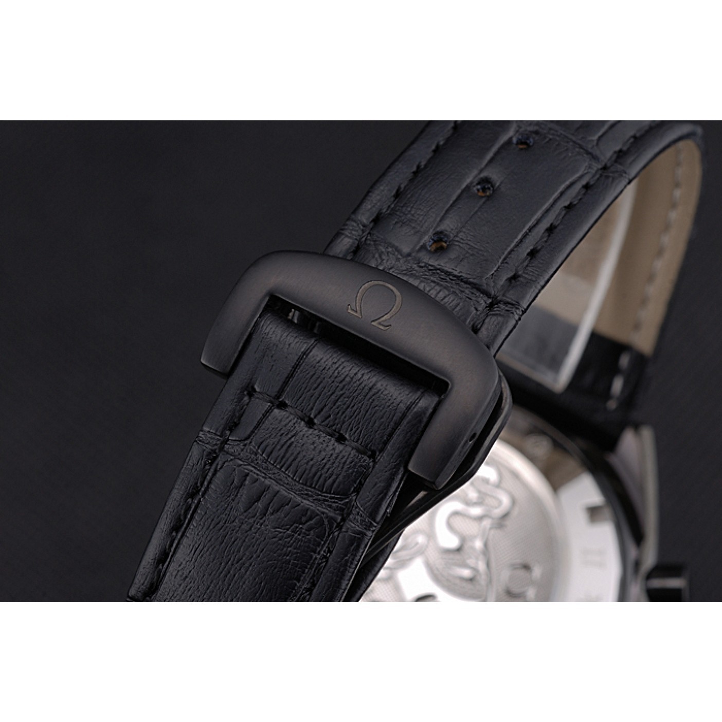 MiroTime Omega Speedmaster Mark II Black And Red Dial Black Case Black Leather Strap 622814