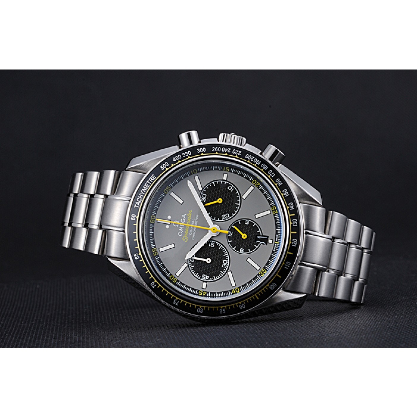 MiroTime Omega Speedmaster White Grey Stainless Steel Strap 622051