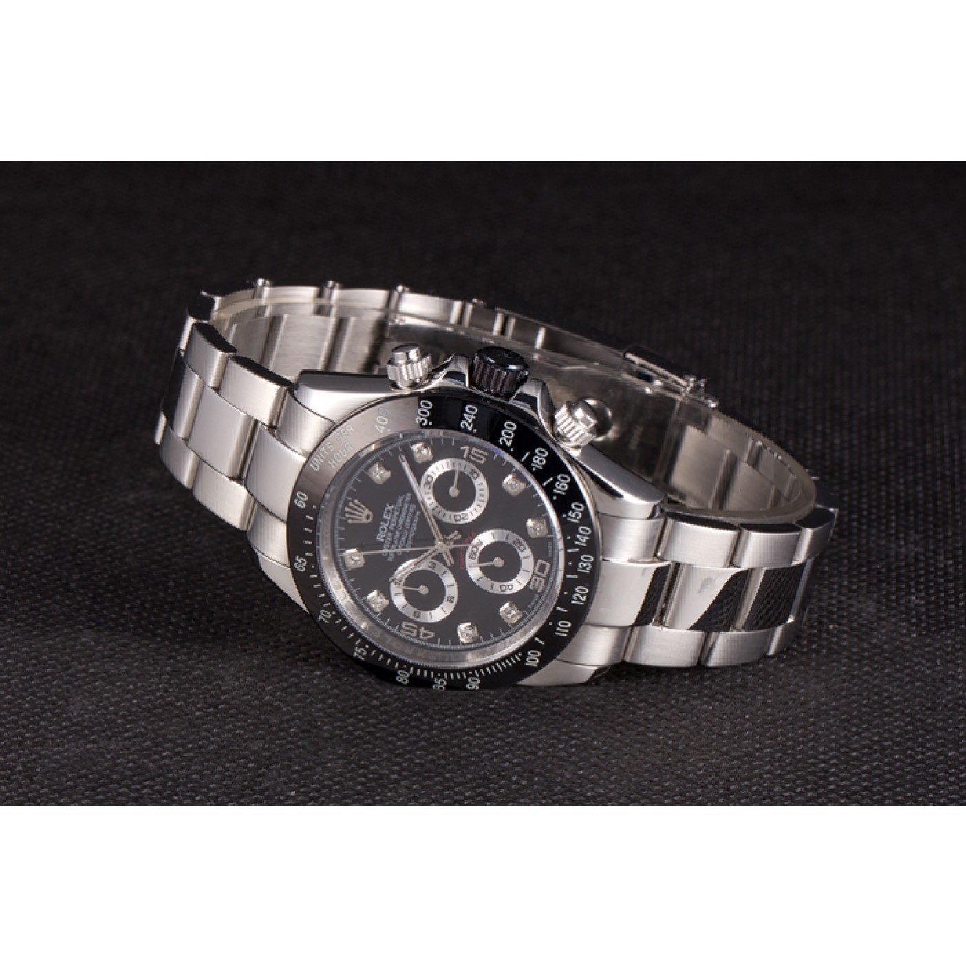 MiroTime Rolex Daytona Stainless Steel Black Enameled Black Dial
