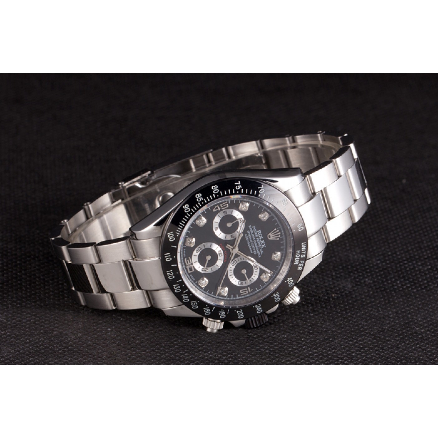 MiroTime Rolex Daytona Stainless Steel Black Enameled Black Dial