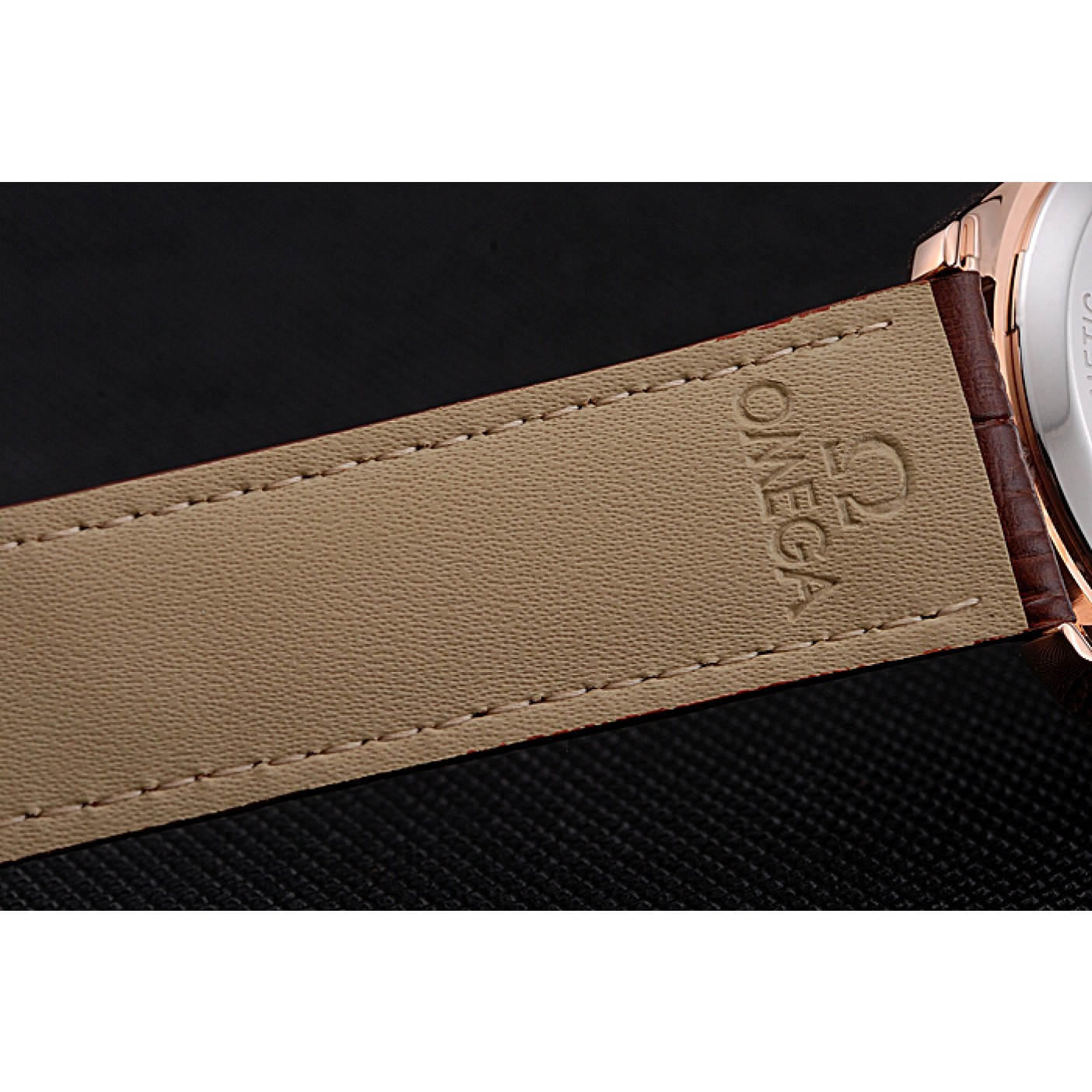 MiroTime Omega Tresor Master Co-Axial White Dial Rose Gold Case Brown Leather Strap