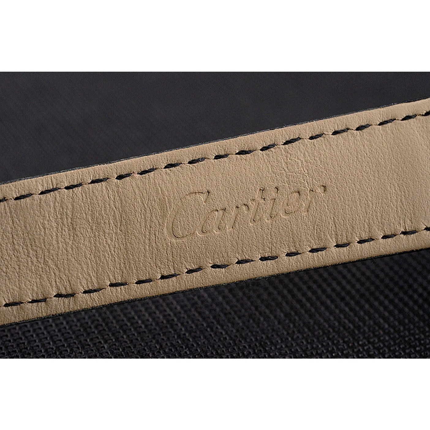 MiroTime Cartier Ronde Black Dial Diamond Bezel Stainless Steel Case Black Leather Strap