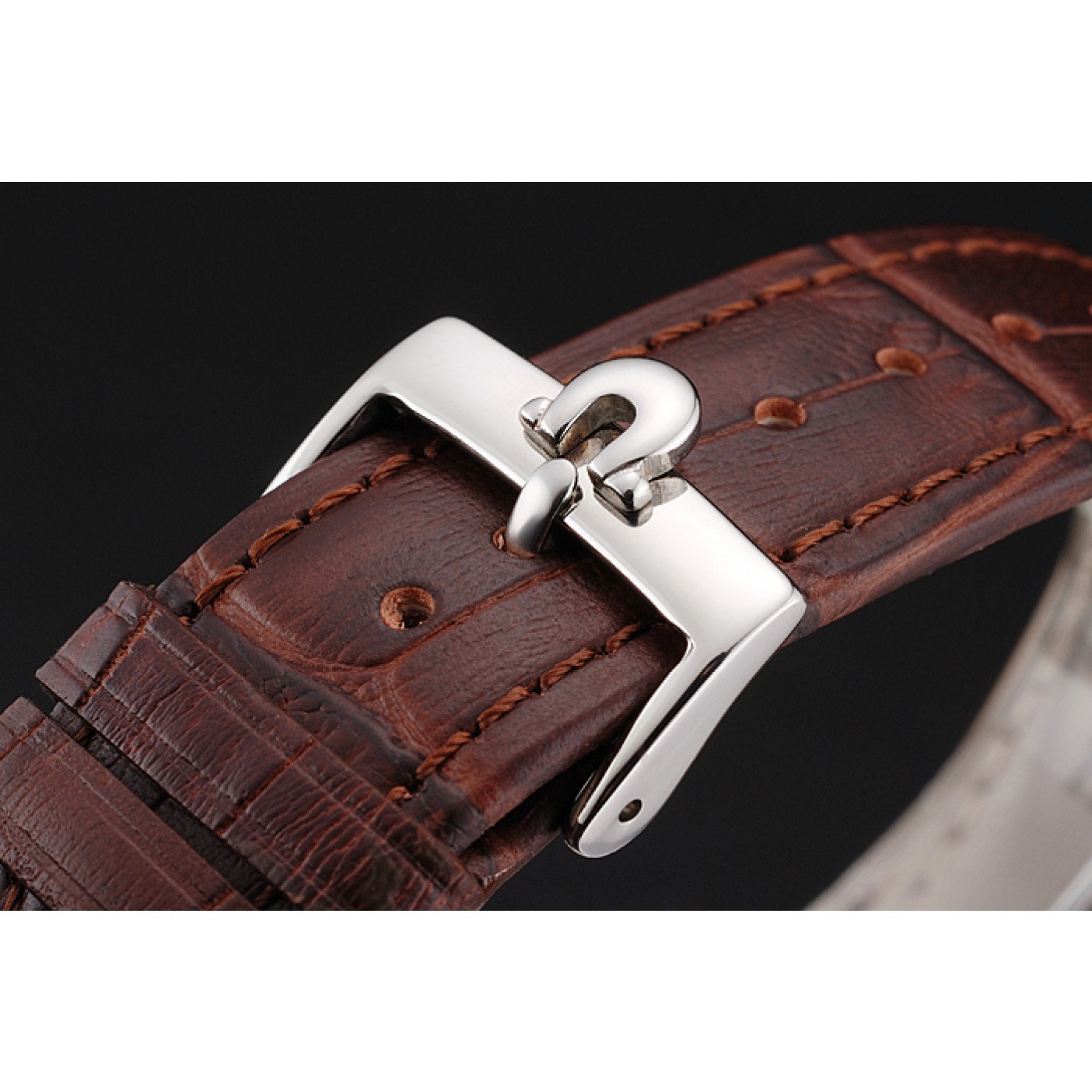 MiroTime Omega Seamaster Vintage Chronograph White Dial Stainless Steel Case Brown Leather Strap