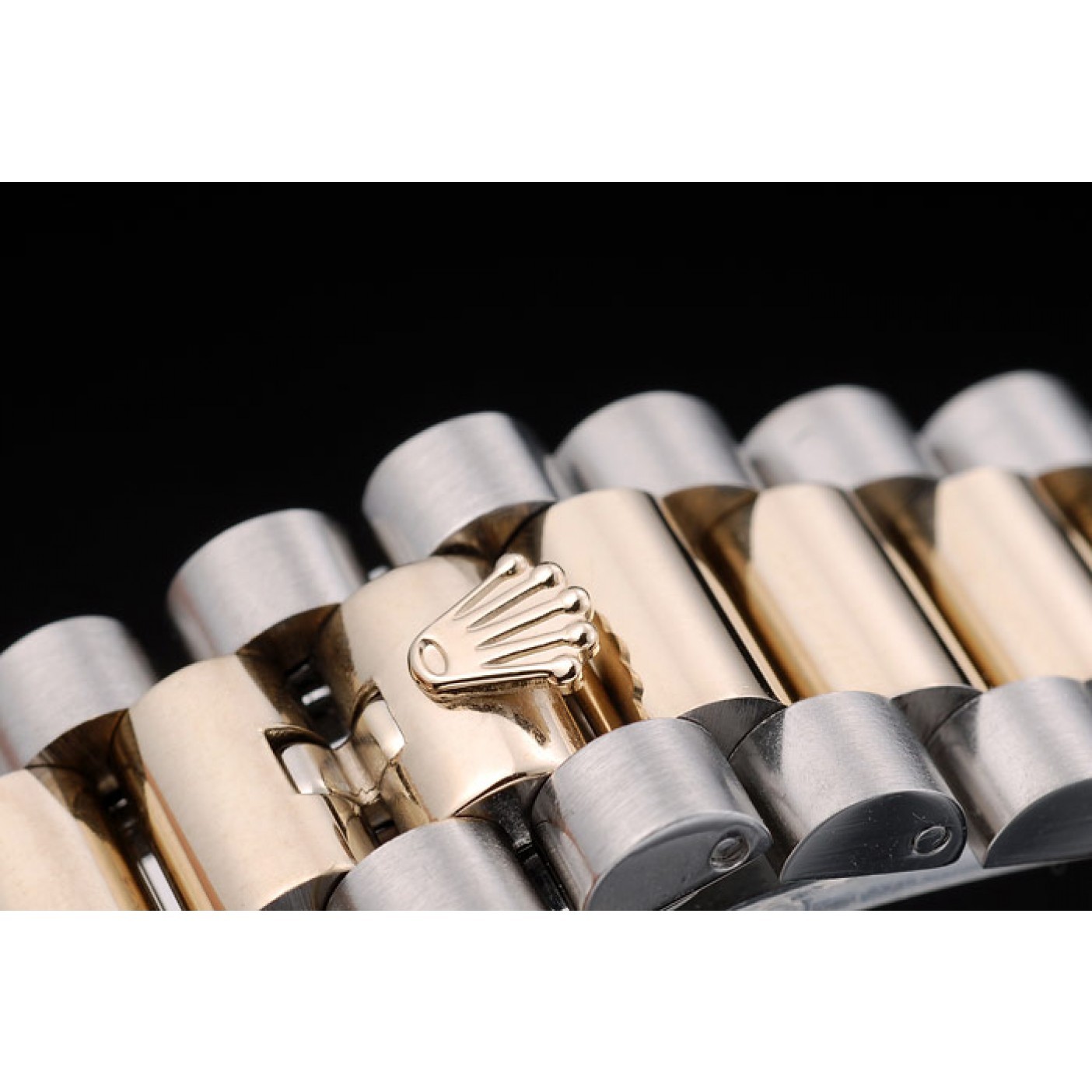 MiroTime Rolex Swiss DayDate Gold Stainless Steel Ribbed Bezel Grey Dial 41909