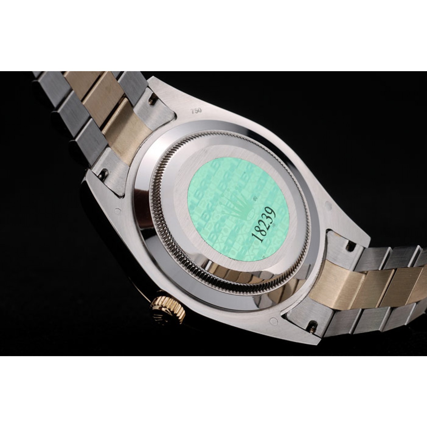 MiroTime Rolex Swiss DayDate Gold Stainless Steel Ribbed Bezel Grey Dial 41909