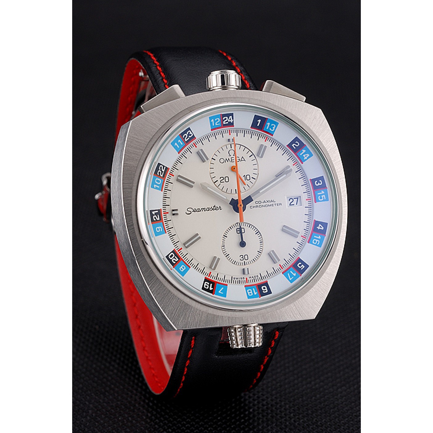 MiroTime Omega Seamaster Bullhead White Dial Stainless Steel Case Black Leather Strap 622825