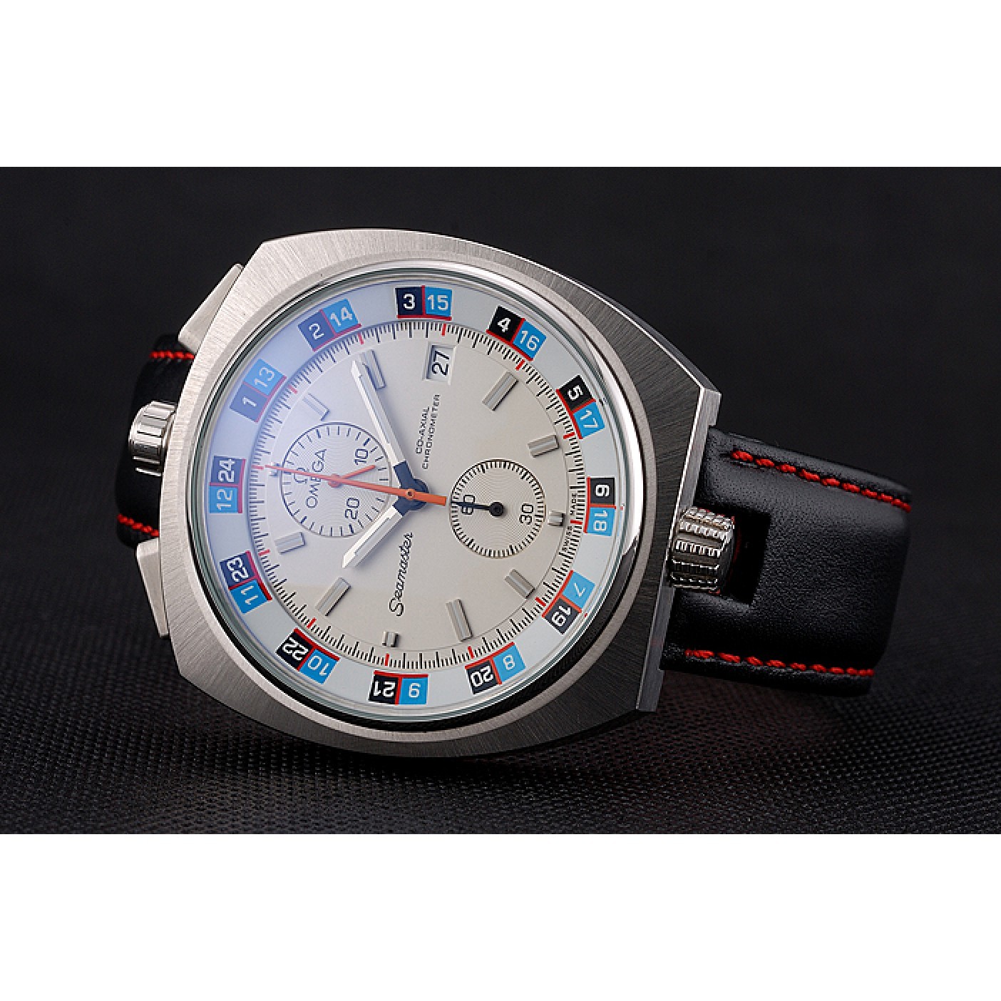 MiroTime Omega Seamaster Bullhead White Dial Stainless Steel Case Black Leather Strap 622825
