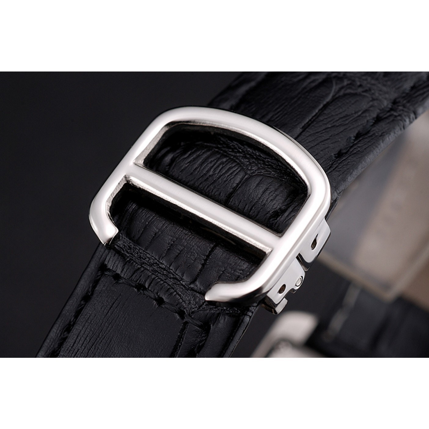 MiroTime Cartier Tank MC Stainless Steel Case Black Dial Black Leather Strap 622174