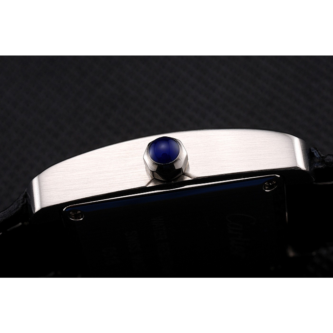 MiroTime Cartier Tank MC Stainless Steel Case Black Dial Black Leather Strap 622174