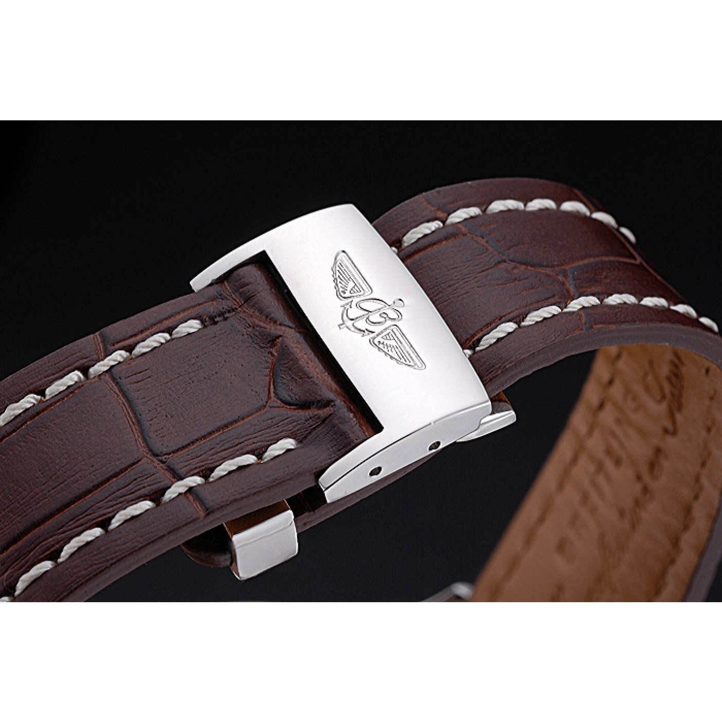MiroTime Breitling Transocean Chronograph White Dial Stainless Steel Case Brown Leather Bracelet 622243