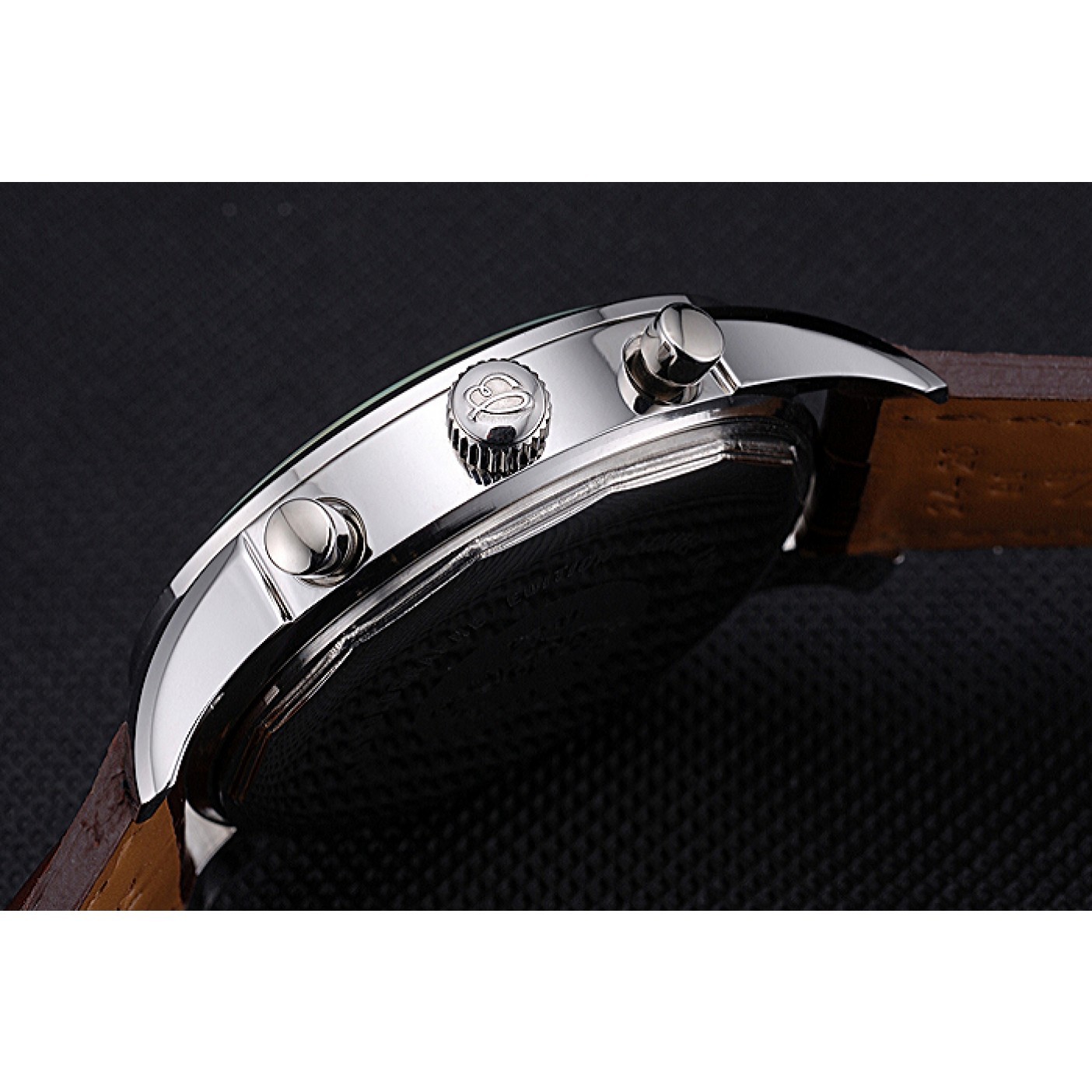 MiroTime Breitling Transocean Chronograph White Dial Stainless Steel Case Brown Leather Bracelet 622243