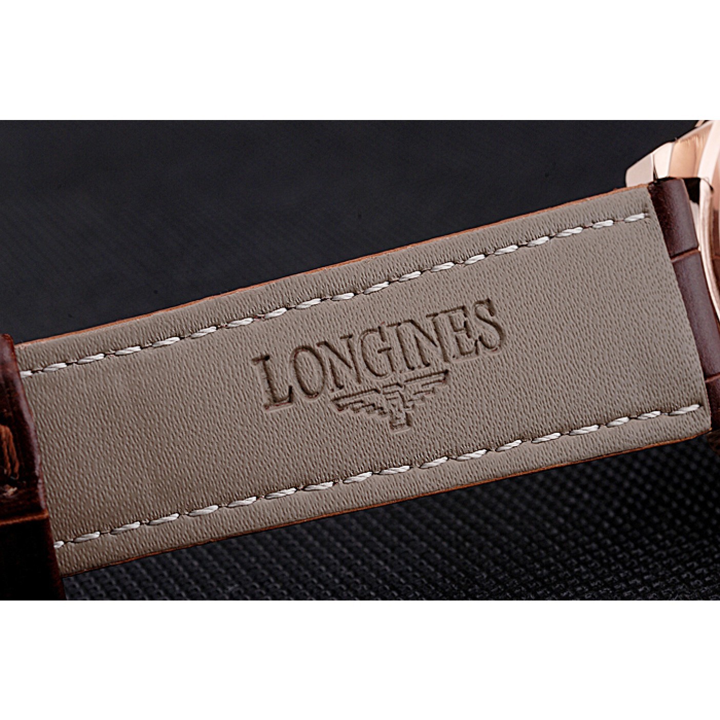 MiroTime Longines Column Wheel White Dial Gold Case Brown Leather Strap