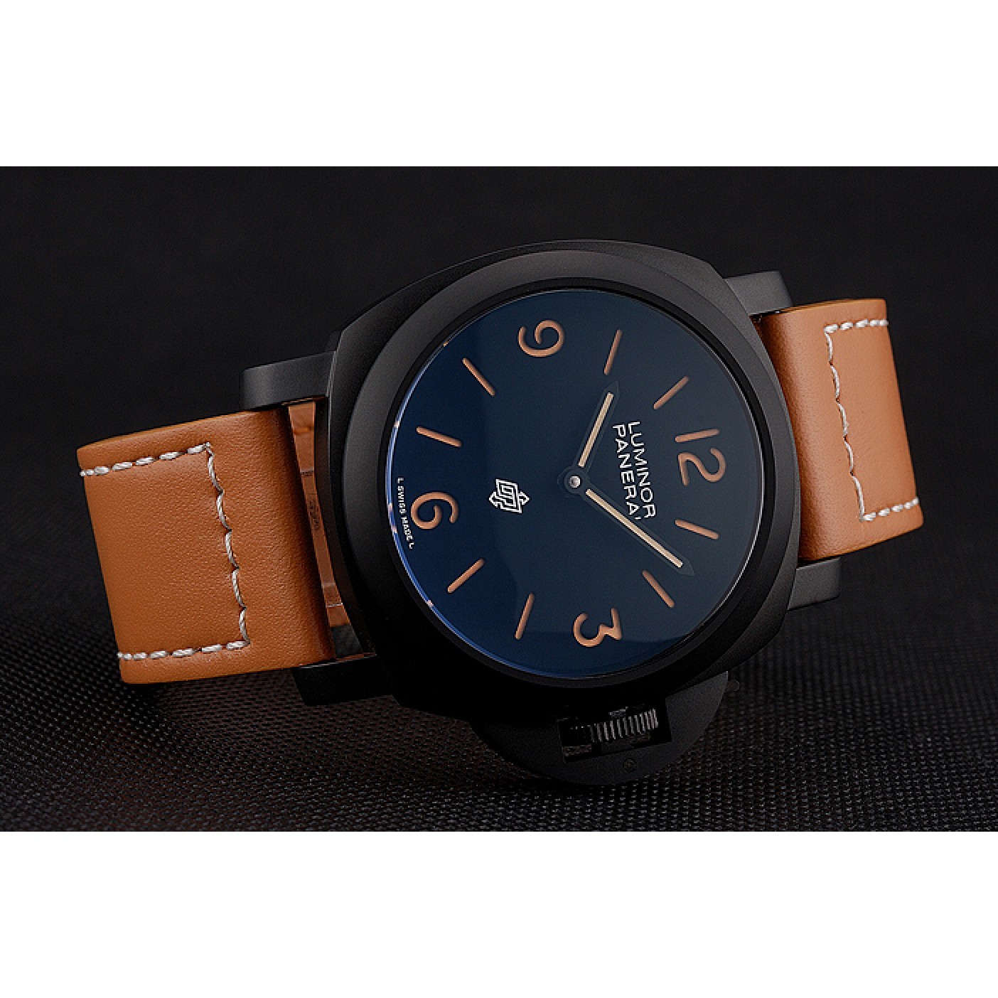 MiroTime Panerai Luminor Ion Plated Stainless Steel Bezel Orange Leather Bracelet 622309