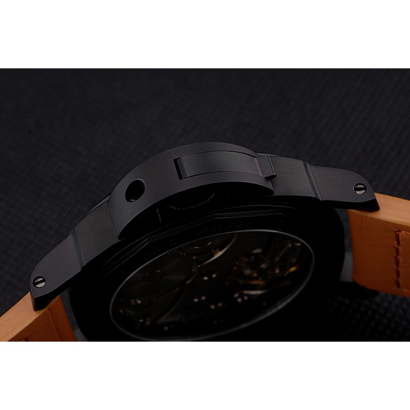 MiroTime Panerai Luminor Ion Plated Stainless Steel Bezel Orange Leather Bracelet 622309