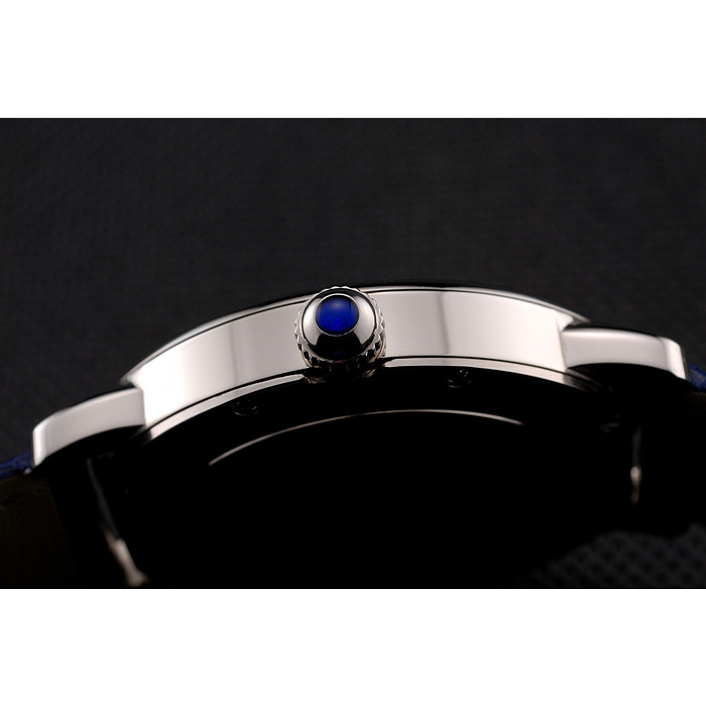 MiroTime Cartier Ronde Solo White Dial Diamond Hour Marks Stainless Steel Case Blue Leather Strap