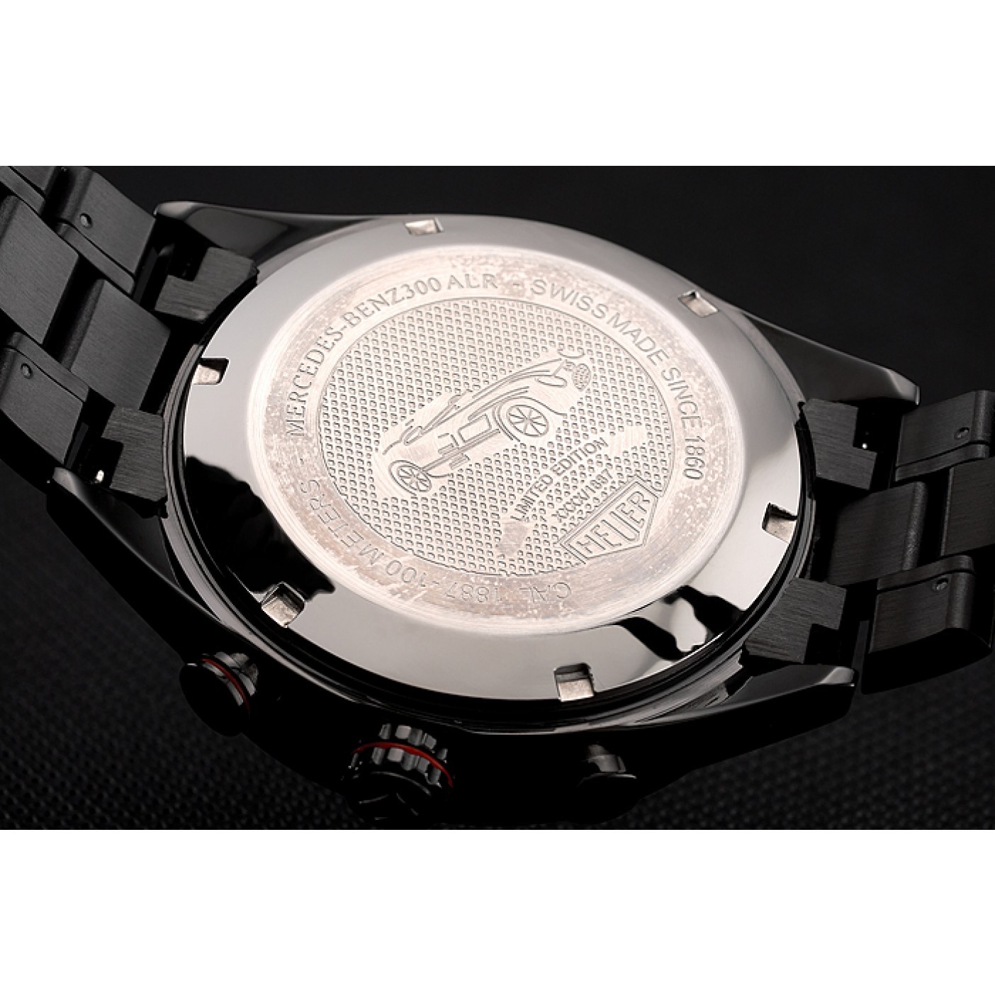 MiroTime Tag Heuer Carrera Ion Plated Stainless Steel Bracelet Black Dial 801445