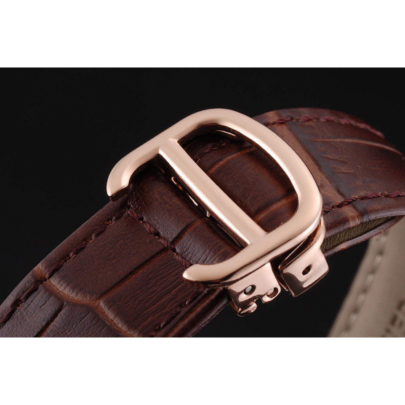 MiroTime Cartier Ballon Bleu Flying Tourbillon Chronograph White Dial Rose Gold Case Brown Leather Strap