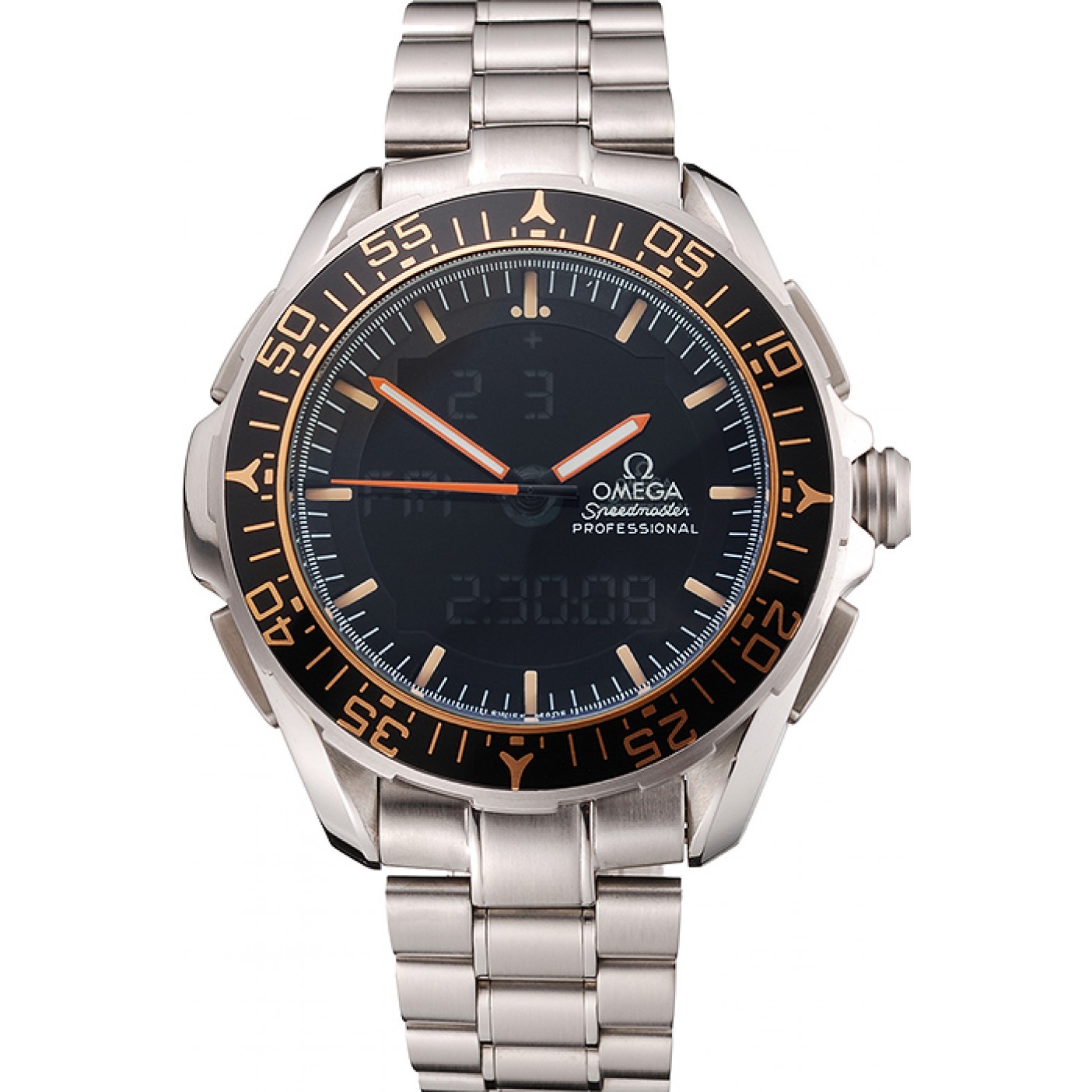 MiroTime Omega Speedmaster Skywalker X-33 Black Dial Orange On Black Bezel Stainless Steel Case And Bracelet