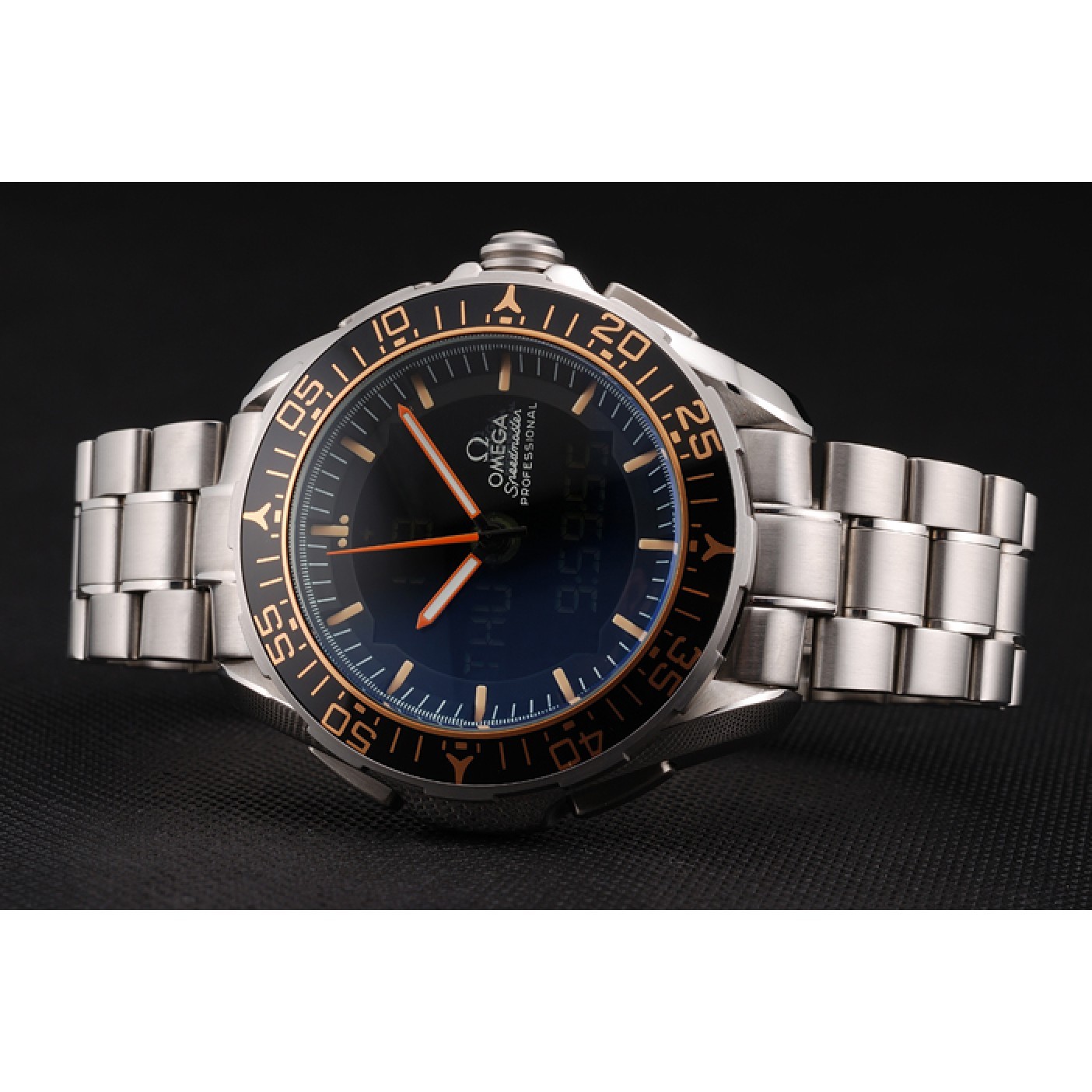 MiroTime Omega Speedmaster Skywalker X-33 Black Dial Orange On Black Bezel Stainless Steel Case And Bracelet