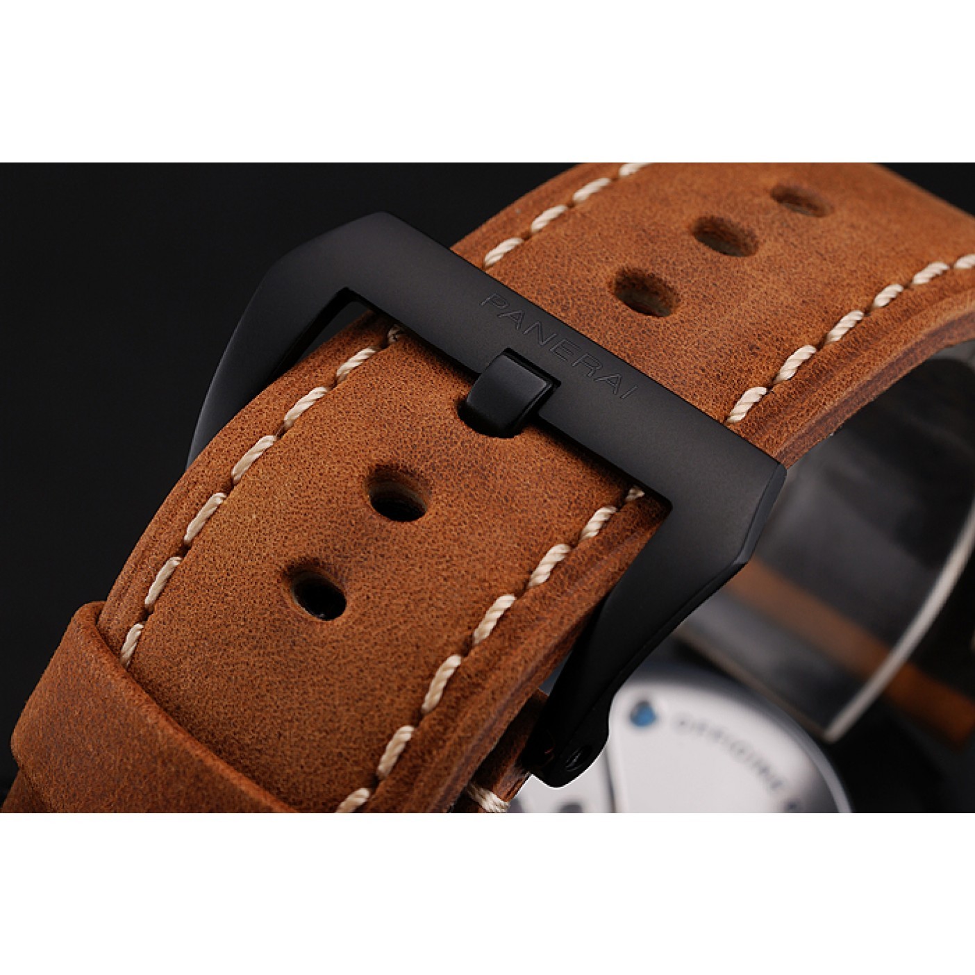 MiroTime Swiss Panerai Luminor 1950 Brown Dial Black PVD Case Brown Suede Leather Strap 1453848