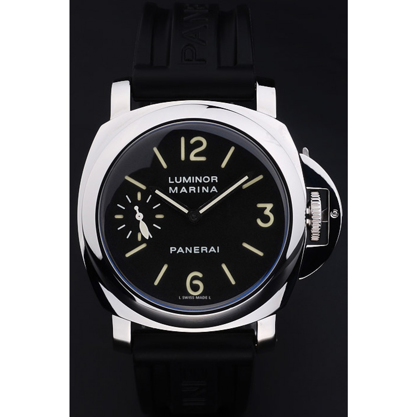 MiroTime Panerai Luminor Black Rubber Bracelet Watch Replica 4566