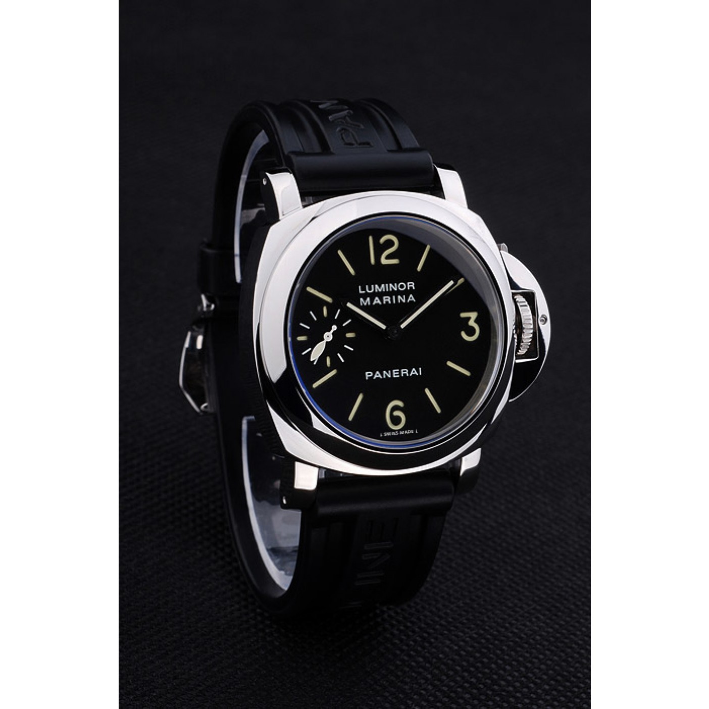 MiroTime Panerai Luminor Black Rubber Bracelet Watch Replica 4566