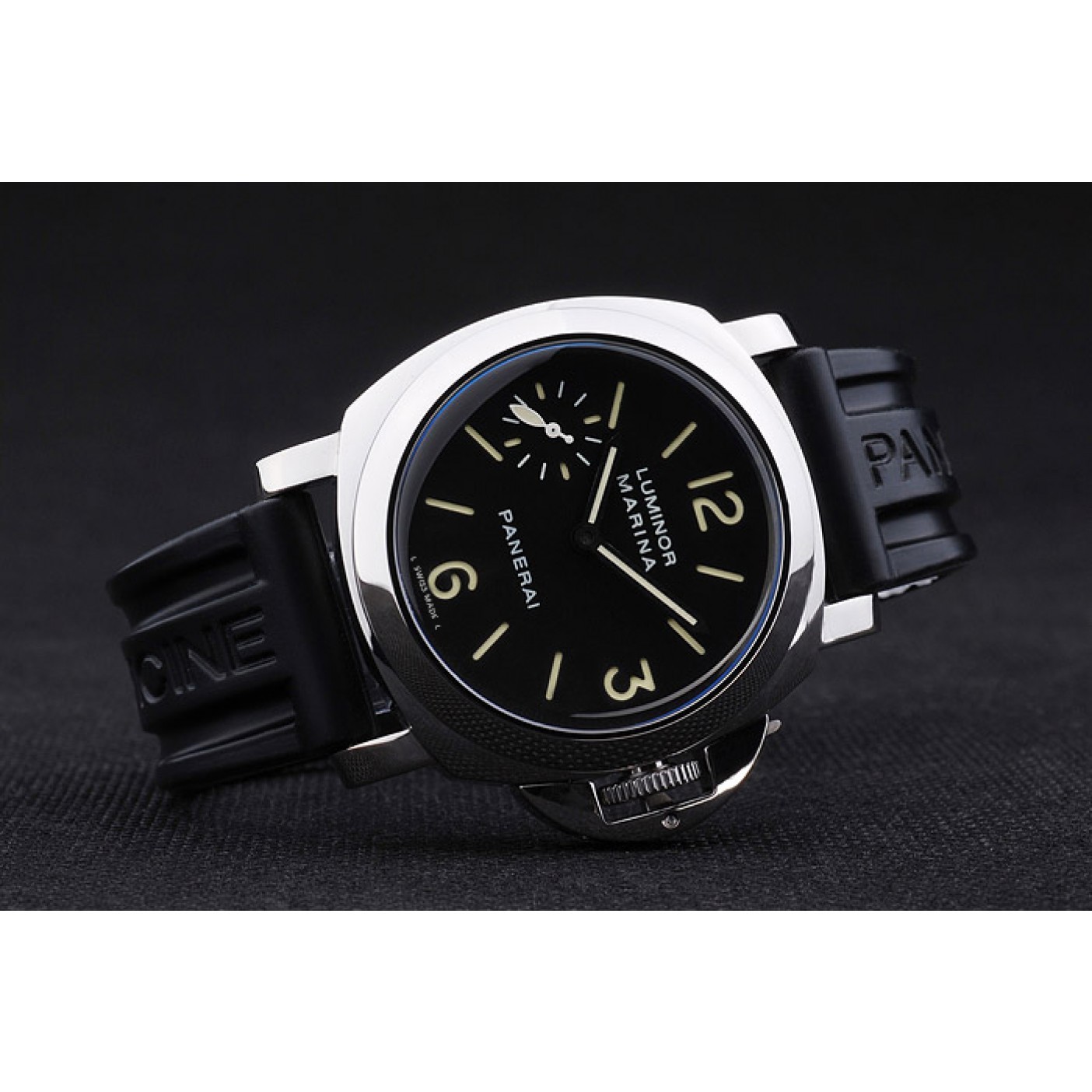 MiroTime Panerai Luminor Black Rubber Bracelet Watch Replica 4566