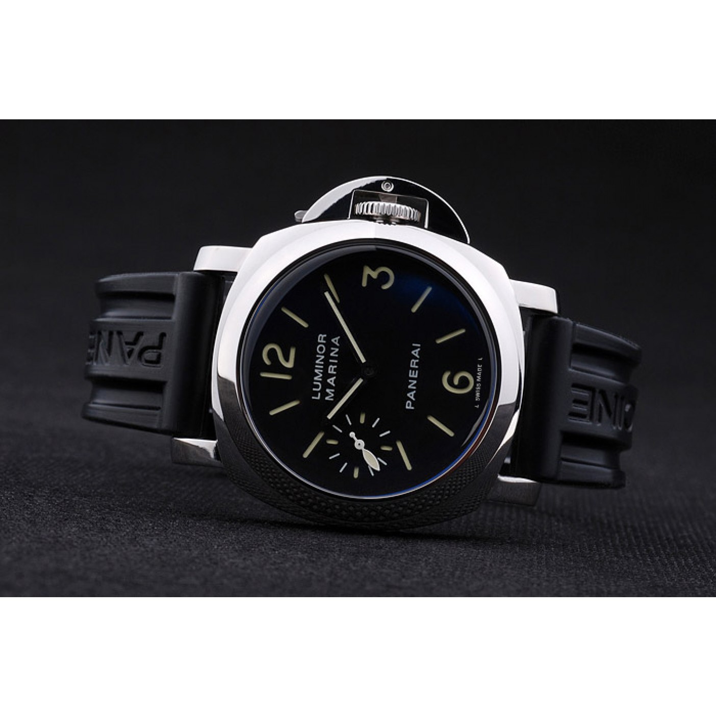 MiroTime Panerai Luminor Black Rubber Bracelet Watch Replica 4566