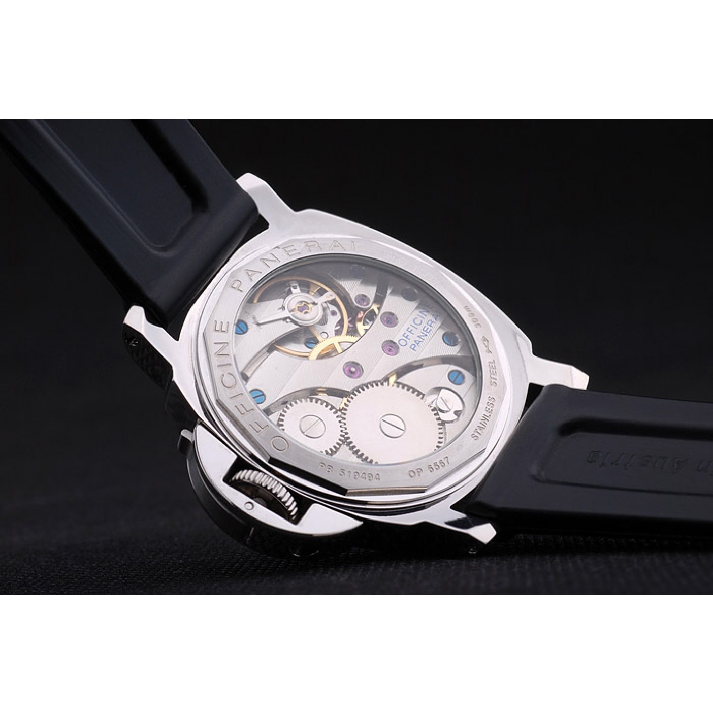 MiroTime Panerai Luminor Black Rubber Bracelet Watch Replica 4566