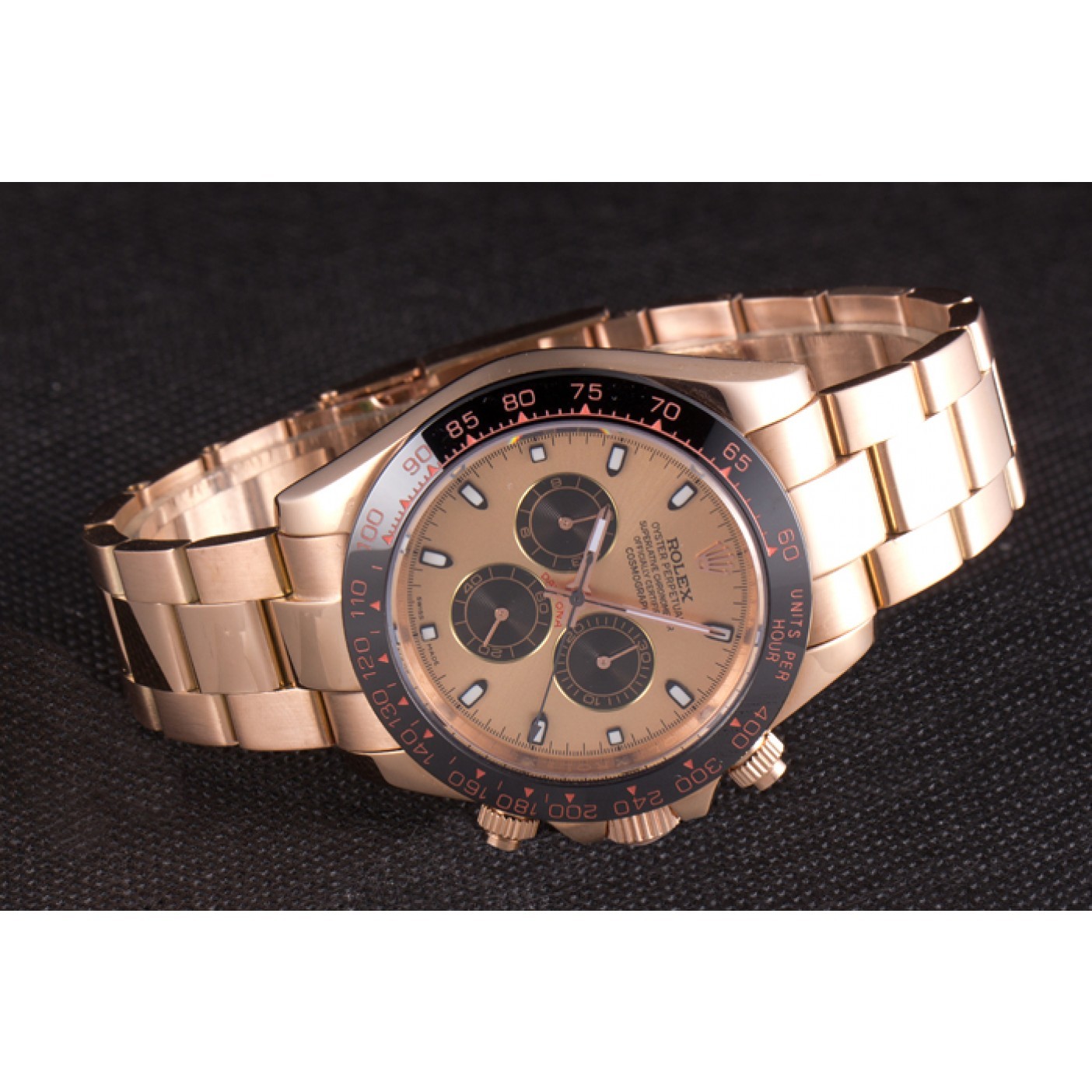 MiroTime Rolex Daytona Ion Plated Tachymeter Rose Gold Strap Rose Gold Dial 80244
