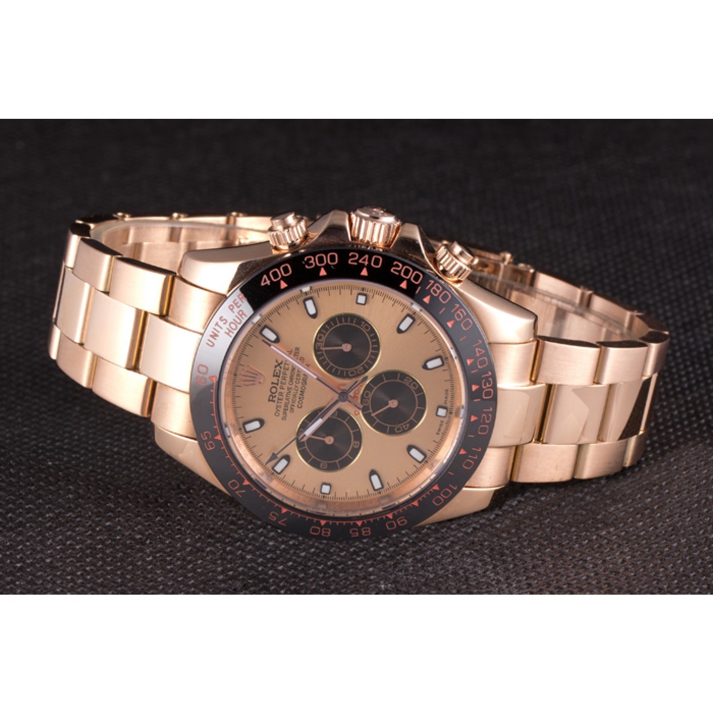 MiroTime Rolex Daytona Ion Plated Tachymeter Rose Gold Strap Rose Gold Dial 80244