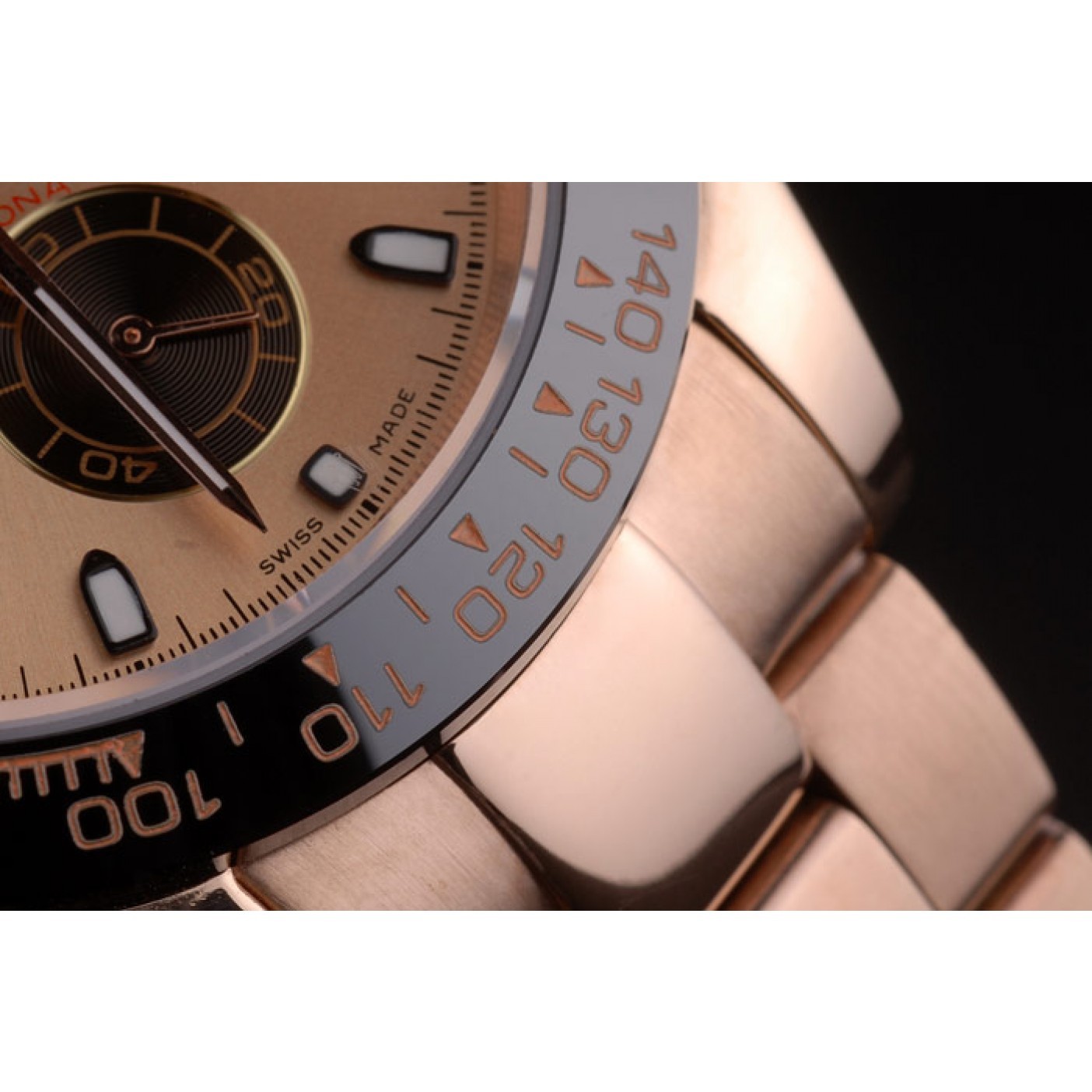 MiroTime Rolex Daytona Ion Plated Tachymeter Rose Gold Strap Rose Gold Dial 80244