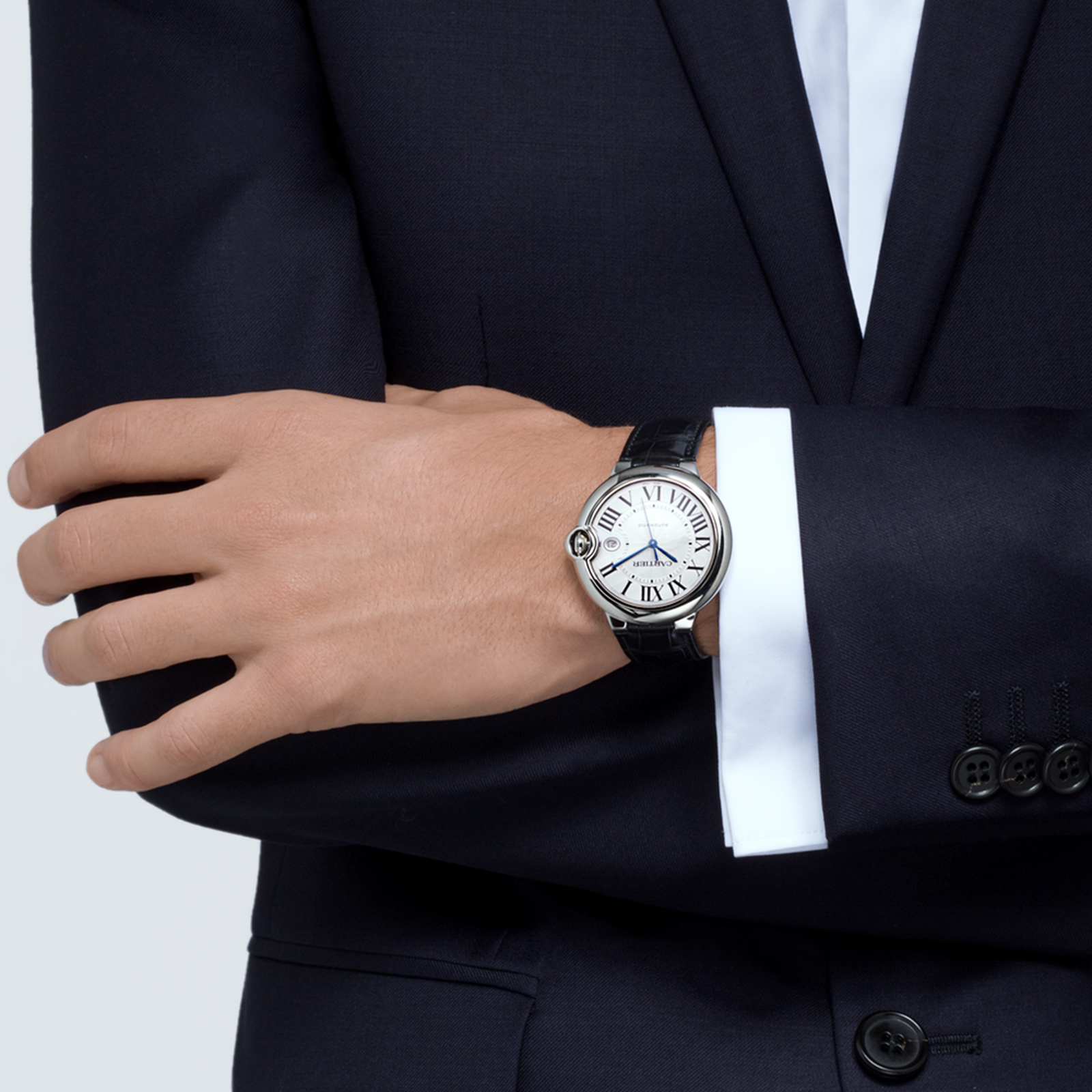 MiroTime Swiss Ballon Bleu de Cartier watch, 42 mm, steel, leather
