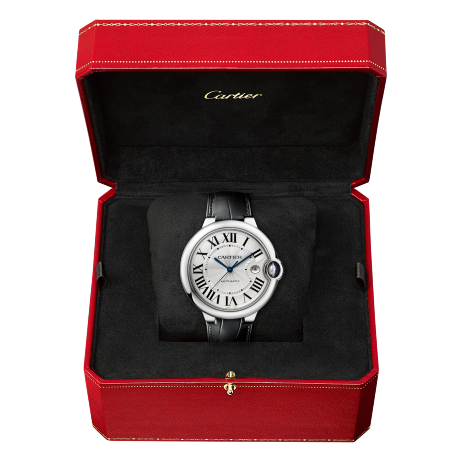 MiroTime Swiss Ballon Bleu de Cartier watch, 42 mm, steel, leather