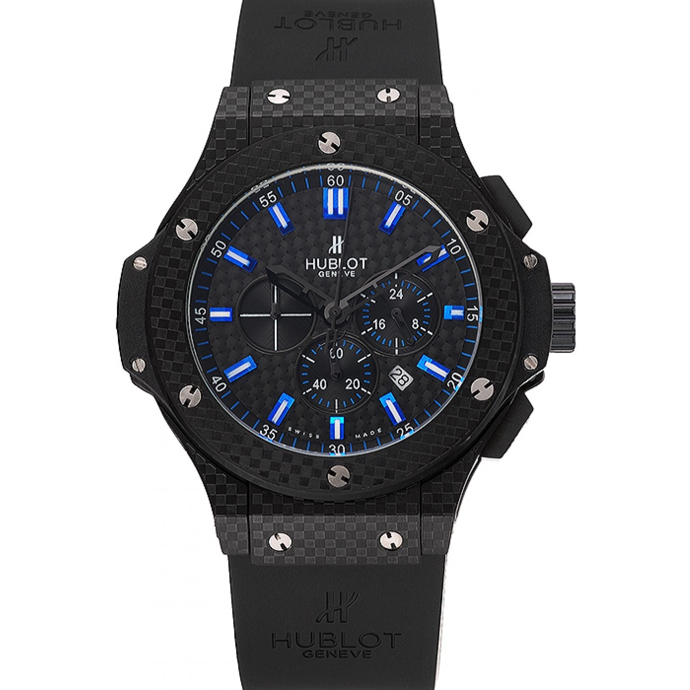 MiroTime Hublot Big Bang Carbon Dial With Blue Markings Carbon Case And Bezel Black Rubber Strap 622774